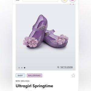 NEW in box Mini Melissa Ultragirl Springtime purple glitter ballet shoes flat 11